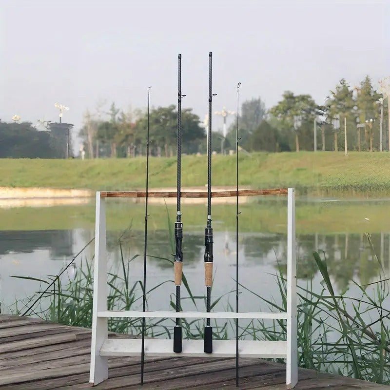 Canne à pêche en fibre de carbone 180 cm avec poignée en bois – Canne casting légère à deux sections, action moyenne, pour toutes les eaux, pêche au bar en eau douce et en mer, pour hommes et femmes
