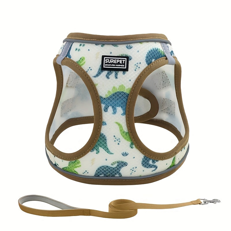 Ensemble harnais anti-traction et laisse pour chiens de petite à moyenne taille - Harnais gilet réglable en maille douce et réfléchissante pour chiots, pour la marche, la course et le dressage, harnais pour animaux anti-fugue
