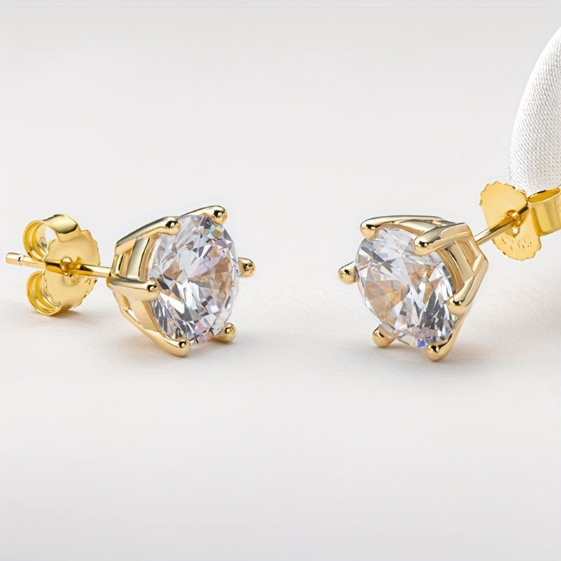 Boucles d'oreilles puces en argent sterling S925 et moissanite pour femme – Style vintage élégant, 0,5 ct, 1 ct, 2 ct, 3 ct, doré et argenté, bijou pour le quotidien ou pour offrir en cadeau