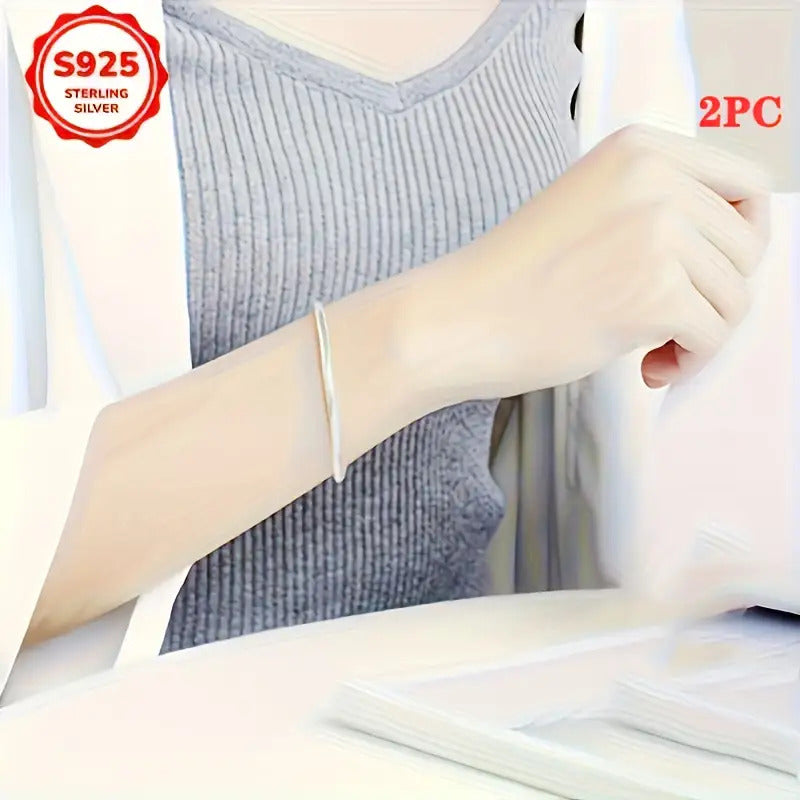 Lot de 2 bracelets chaîne serpent en argent sterling 925 pour femme – Bijoux bohème vintage pour couple, cadeau élégant pour la Saint-Valentin, la fête des Mères, un anniversaire, une célébration romantique