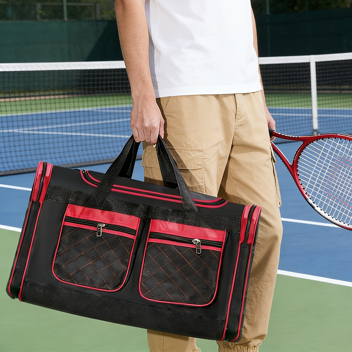 Sac de voyage grande capacité pour hommes et femmes – Sac de sport robuste multi-poches, avec bandoulière réglable et fermeture éclair pour le fitness, les escapades de week-end, les voyages d'affaires et les activités en plein air