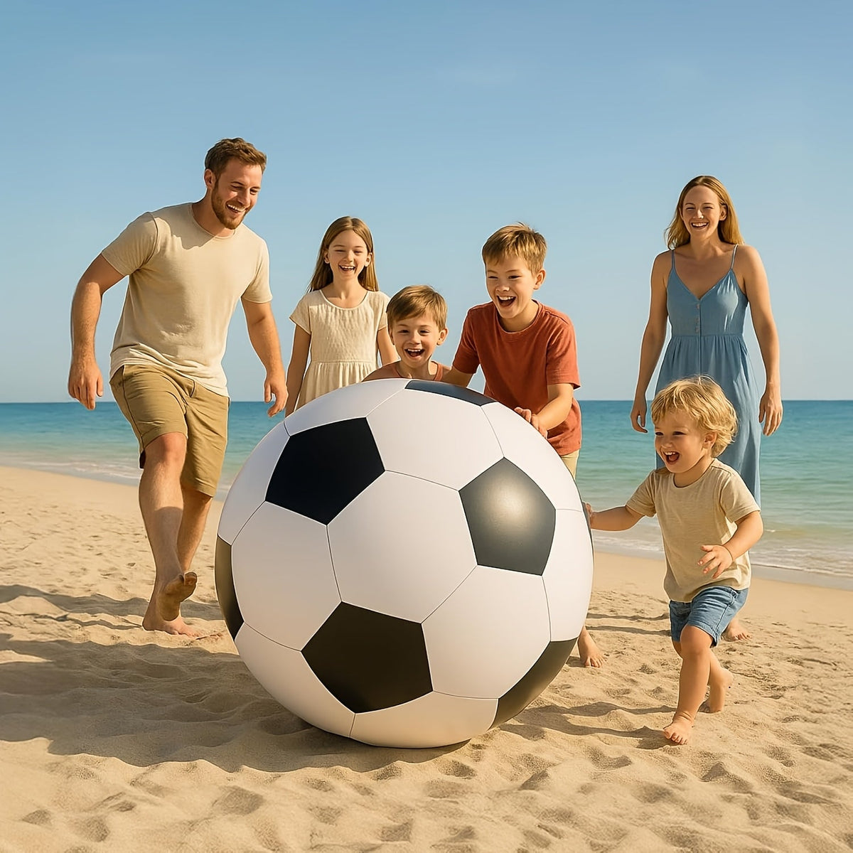 Ballon de football gonflable géant de 102 cm - Jouet d'extérieur extra large pour fêtes à la piscine, jeux de jardin, plage et aire de jeux, ballon de décoration de fête réutilisable pour enfants et adultes