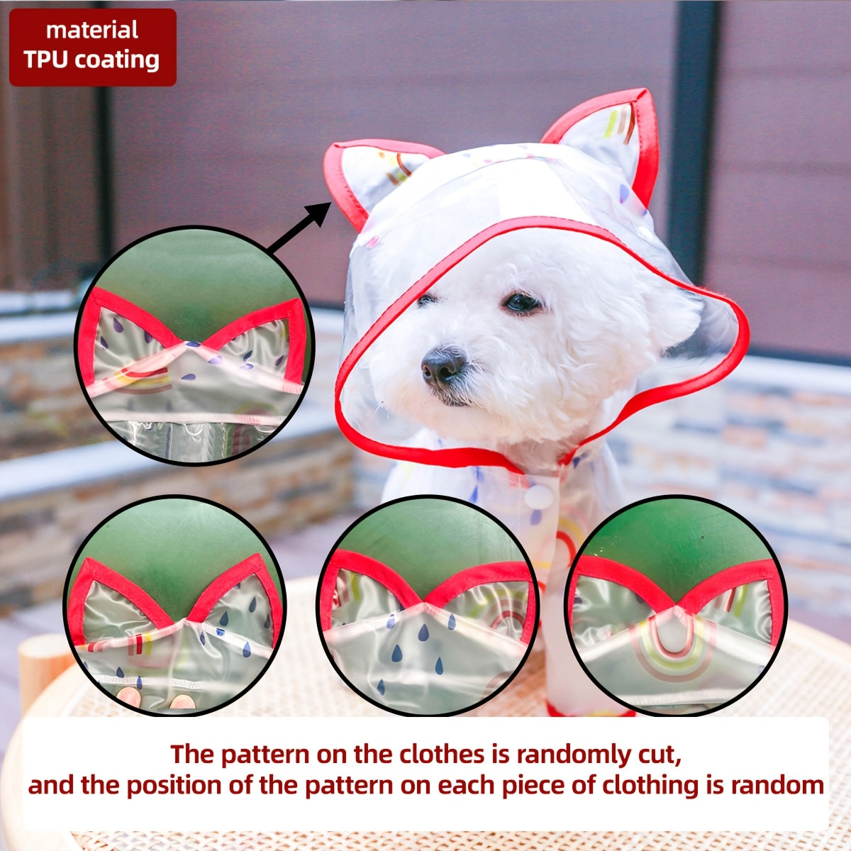 Imperméable pour petit chien - Combinaison de pluie mignonne à motif arc-en-ciel, veste de pluie toutes saisons avec fermeture à boutons-pression, manteau de pluie léger pour petites races, tenue de pluie amusante pour animal de compagnie