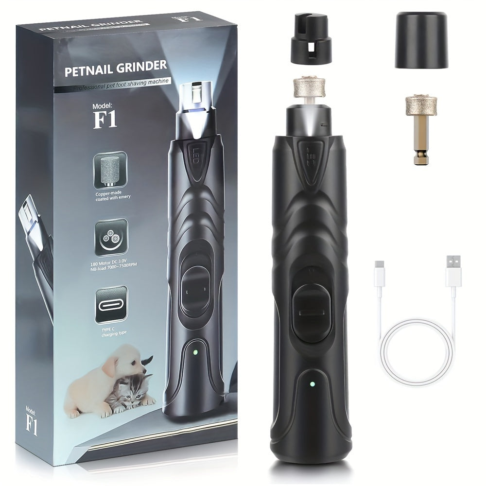 Coupe-griffes pour chien avec lumière LED - Lime à griffes rechargeable et silencieuse, 2 vitesses, coupe indolore pour grands et petits chiens, chargement USB avec meule