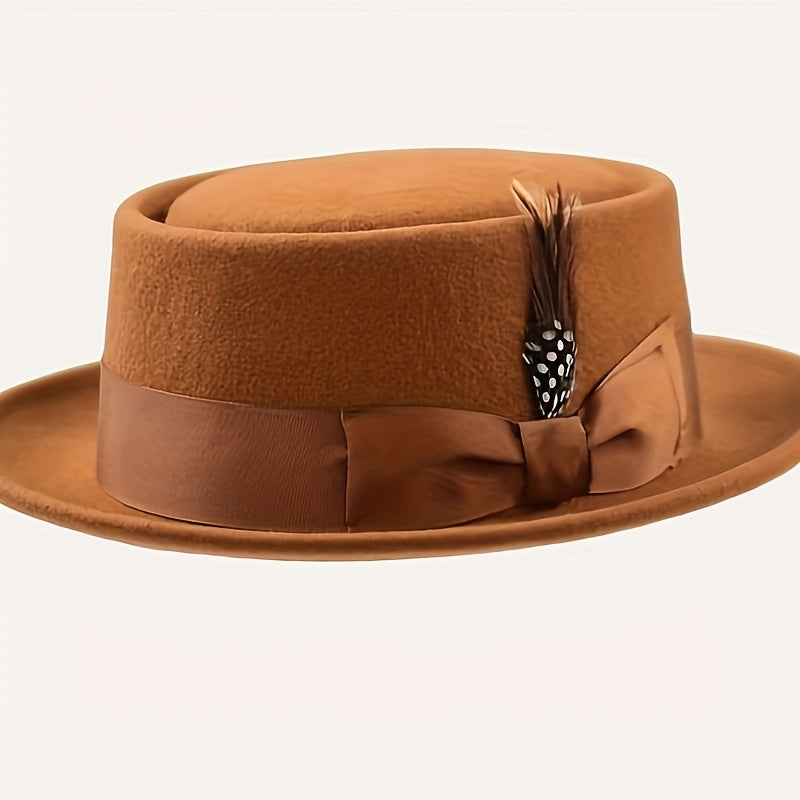 Chapeau pork pie ajustable en laine de qualité supérieure pour hommes et femmes – Style fedora unisexe léger, 5 coloris, idéal pour les fêtes, mariages, festivals, cadeaux de Noël et de Saint-Valentin