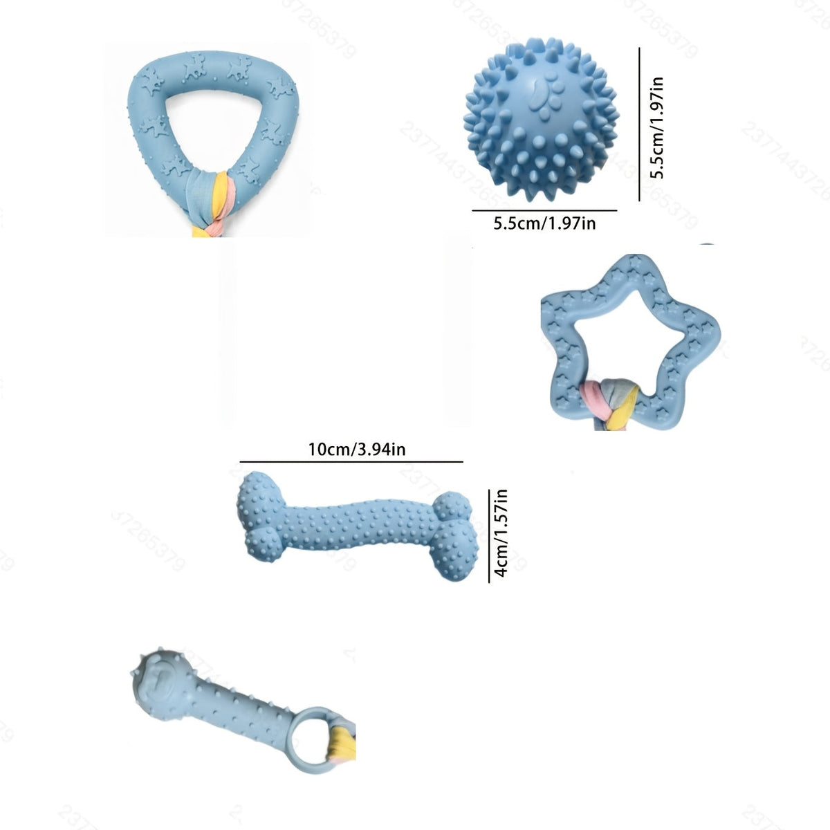 Lot de 6 jouets à mâcher durables en caoutchouc pour chiens – Jouets interactifs pour la dentition, nettoyage des dents, mâcheurs agressifs, petites, moyennes et grandes races – Ensemble de jouets dentaires pour animaux de compagnie à thème coloré