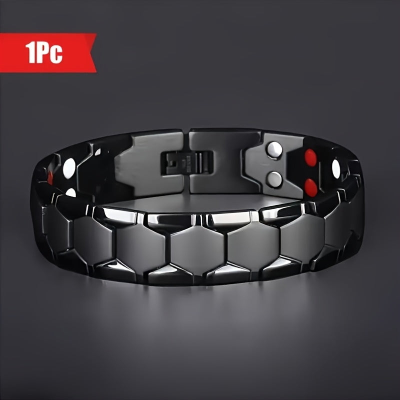 Bracelet hexagonal large en alliage de titane pour hommes, lot de 2 – Bracelet hypoallergénique et résistant à l'eau avec fermoir à ressort, accessoire de mode pour homme, disponible en noir, argent et or