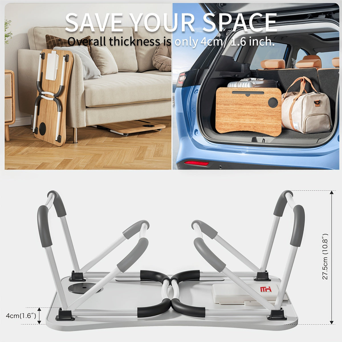 Plateau de lit pour ordinateur portable et repas – Grand plateau de petit-déjeuner avec porte-gobelet et tiroir pour canapé, sol, étude, lecture et écriture, table d'appoint portable