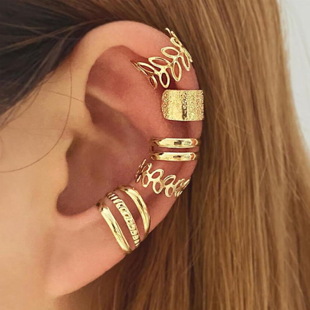 Lot de 5 boucles d'oreilles clips sans perçage pour femmes, bagues d'oreille hypoallergéniques pour cartilage, argentées et dorées, empilables, aucun trou nécessaire