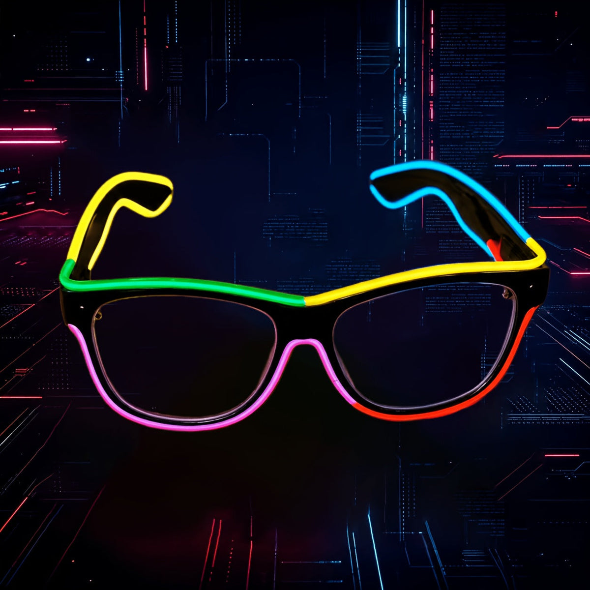 Lunettes LED lumineuses et colorées, lunettes de fête néon fluorescentes multicolores pour Halloween, Noël, festival EDM, rave, cosplay et carnaval