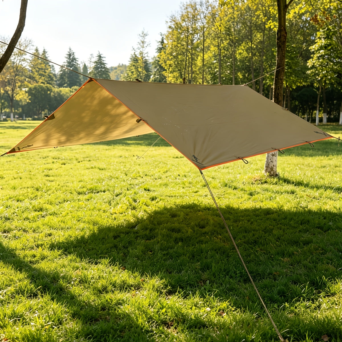 Toile de tente de camping avec protection UV et support en alliage – Abri pliable et portable pour 4 personnes pour randonnée, camping, jardin et survie en plein air | Auvent de camping toutes saisons