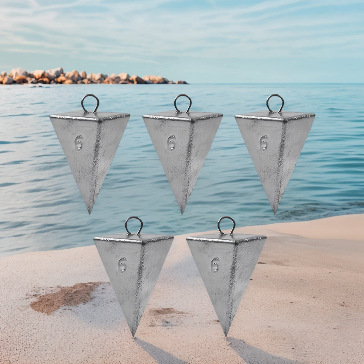 Plombs pyramides pour la pêche – Poids pour la pêche en surfcasting en eau douce et salée, excellente tenue dans le courant, tailles de 1 oz à 10 oz, lot de pêche polyvalent pour pompano, bar, tambour et plus
