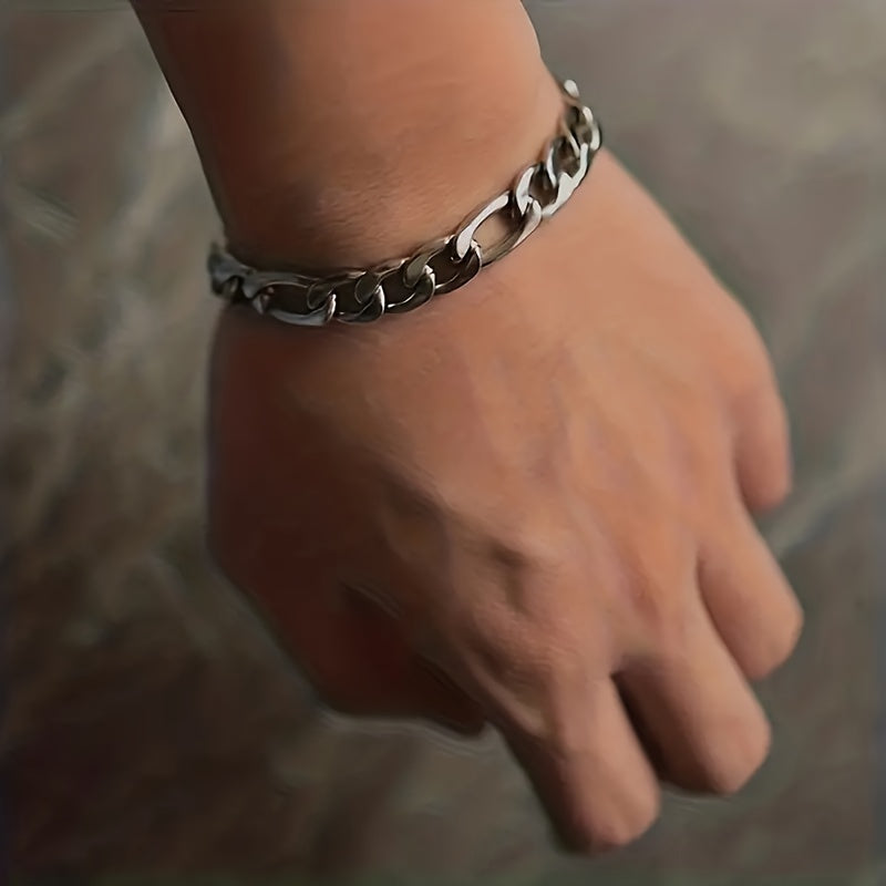 Ensemble collier et bracelet chaîne cubaine en acier inoxydable, 2 pièces – Bijoux unisexe style rétro Y2K pour hommes et femmes, chaîne à maillons cubains en acier 304L résistant au ternissement, disponible en tailles de 18 à 30 pouces