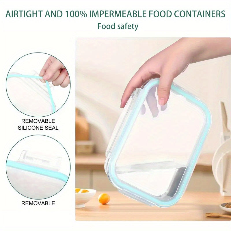 Lot de 8 récipients de conservation en verre avec couvercles – Boîtes de préparation de repas hermétiques en verre borosilicaté, compatibles four, micro-ondes et lave-vaisselle, rangement de cuisine empilable pour restes et déjeuners