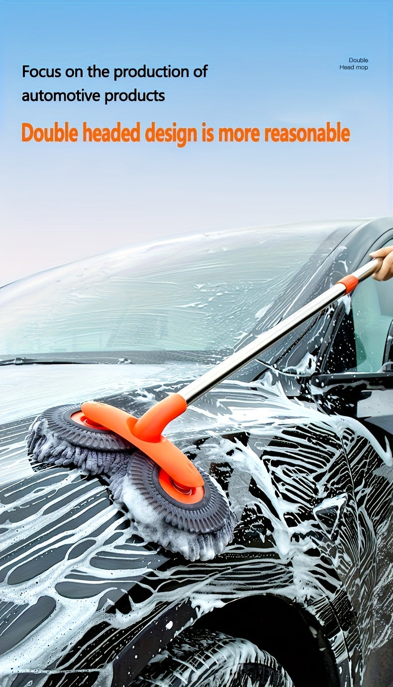 Ensemble balai et brosse de nettoyage pour voiture en microfibre réglable – Balai de lavage à manche télescopique pour voitures et camions, brosse en microfibre douce pour un nettoyage extérieur sans rayures, une brillance impeccable à chaque fois