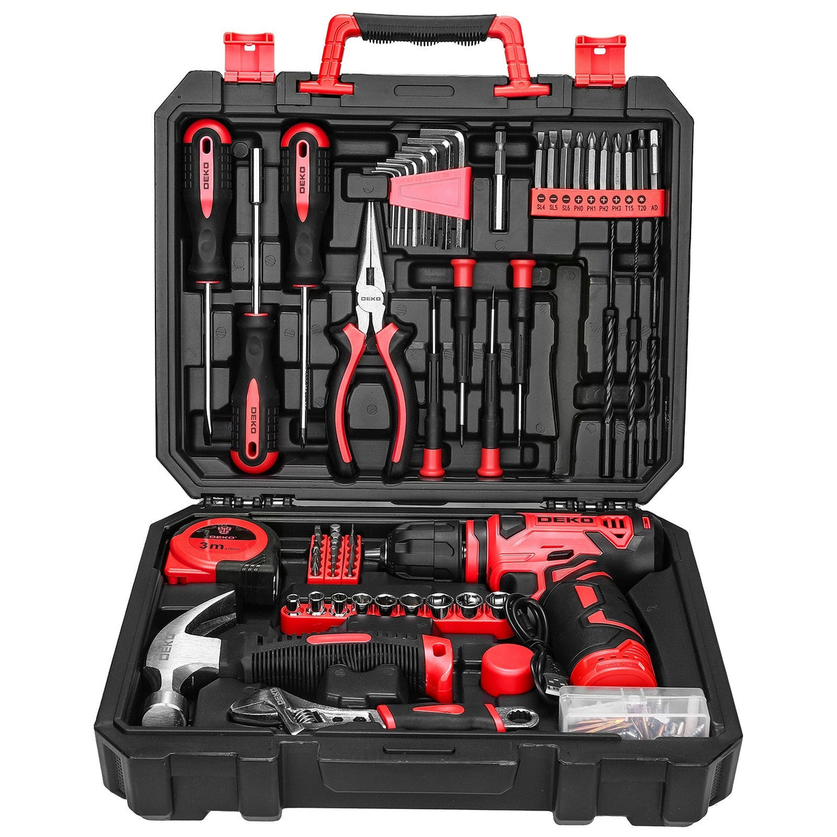 Ensemble d'outils avec perceuse sans fil 119/151 pièces, 8V rechargeable USB-C avec LED – Kit de réparation domestique tout-en-un léger pour femmes, bricolage, jardinage et montage de meubles, 6 couleurs, idée cadeau idéale