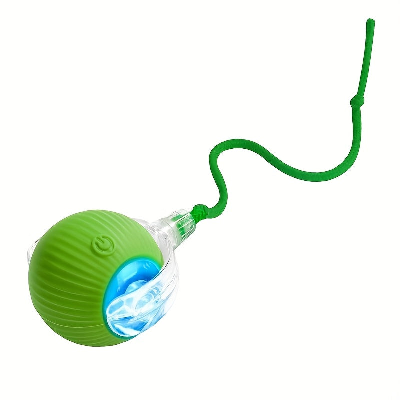 Balle jouet électrique pour chat avec queue en corde - Souris robot roulante auto-rotative rechargeable par USB pour chats et chatons d'intérieur, jouet de chasse interactif automatique pour toutes les races de chats, cadeau anti-ennui pour animaux