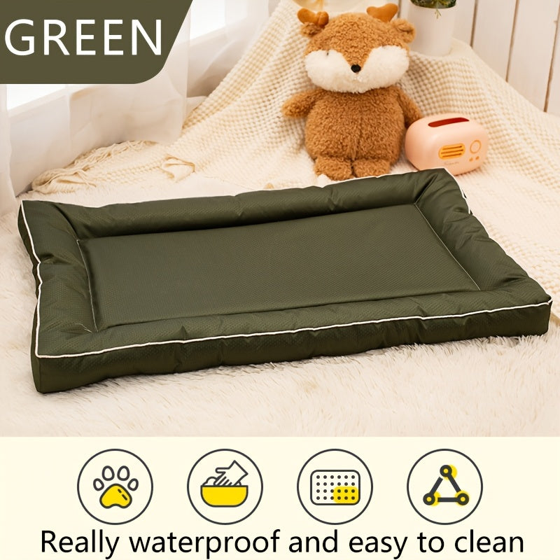 Grand panier carré pour chiens de petite à grande taille – Tapis pour animaux en polyester imprimé antidérapant, garnissage en fibre de polyester, coussin de couchage toutes saisons pour niche d'intérieur
