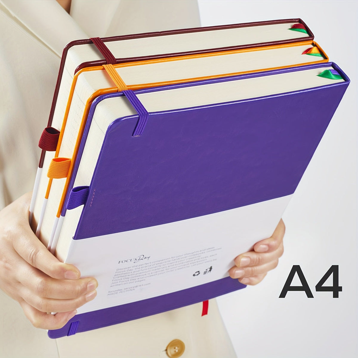 Carnet à couverture rigide A4 320 pages – Grand journal en cuir ligné pour femmes et hommes, papier épais 100 g/m², carnet ligné 21,6 x 28 cm pour le travail, l'école, les études, l'écriture et les affaires, 6 couleurs