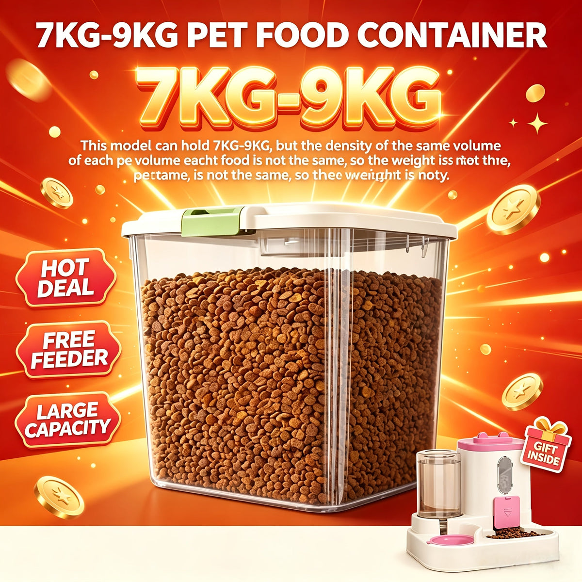 Conteneur de stockage mobile pour nourriture pour animaux avec couvercle hermétique – Bac alimentaire transparent sur roulettes pour croquettes pour chiens et chats, riz et farine, 3 options de capacité de 2,5 à 15 kg, écuelle incluse