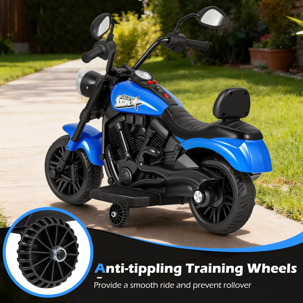 Moto électrique pour enfants – Jouet porteur pour garçons et filles de 3 ans et plus – Moteur 25 W, roulettes amovibles, phares LED, musique, démarrage à un bouton, moto à batterie pour tout-petits et jeunes enfants