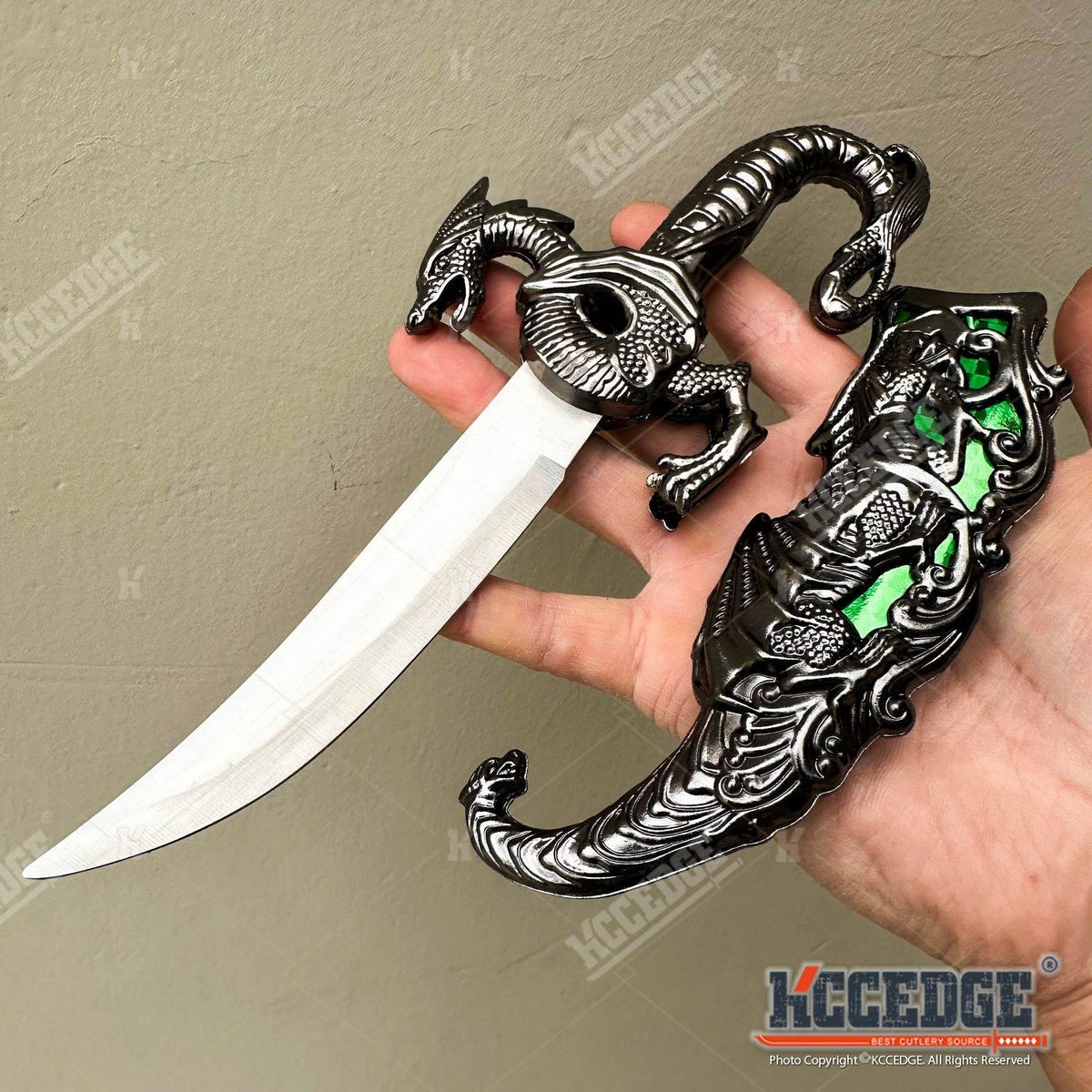 Couteau médiéval fantastique à lame fixe avec fourreau, 23 cm – Acier inoxydable 440 non tranchant, accessoire de cosplay, réplique historique, objet de décoration, 5 couleurs