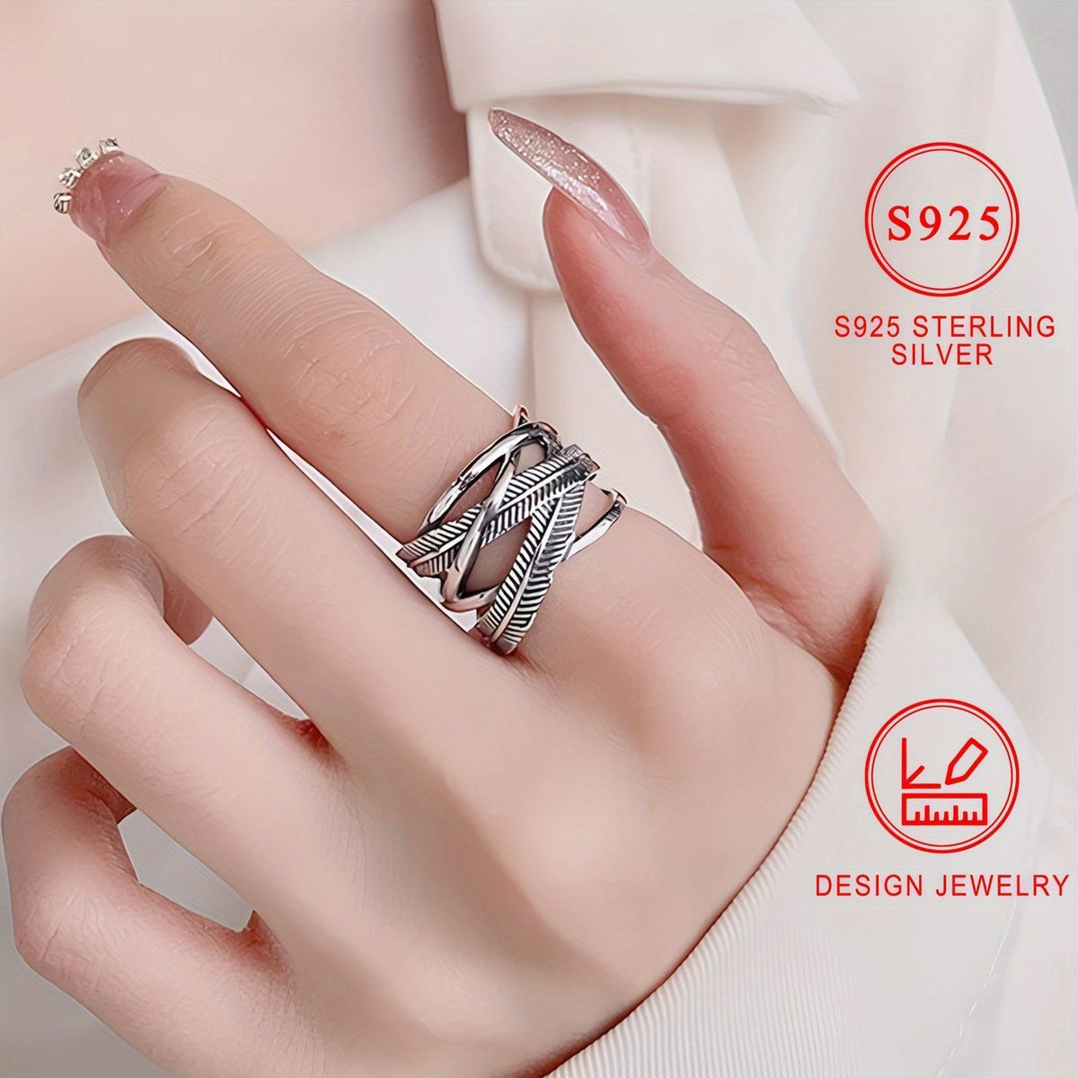 Bague plume en argent sterling 925, style vintage hip-hop, anneau croix infini, bijoux fantaisie pour femmes et hommes, tailles 6 7 8 9 10, pour un usage quotidien, idée cadeau
