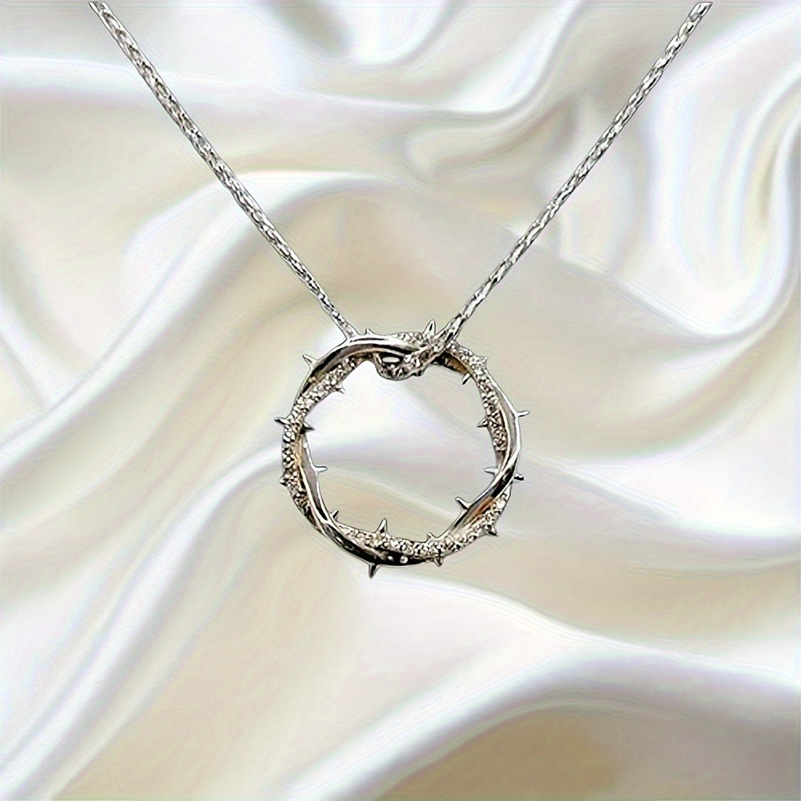 Pendentif bague « épine » en argent sterling 925 avec moissanite de 1 carat – Collier à breloque en pierre précieuse étincelante style vintage pour le quotidien et les fêtes, boîte-cadeau incluse, parfait pour la Saint-Valentin et les fêtes
