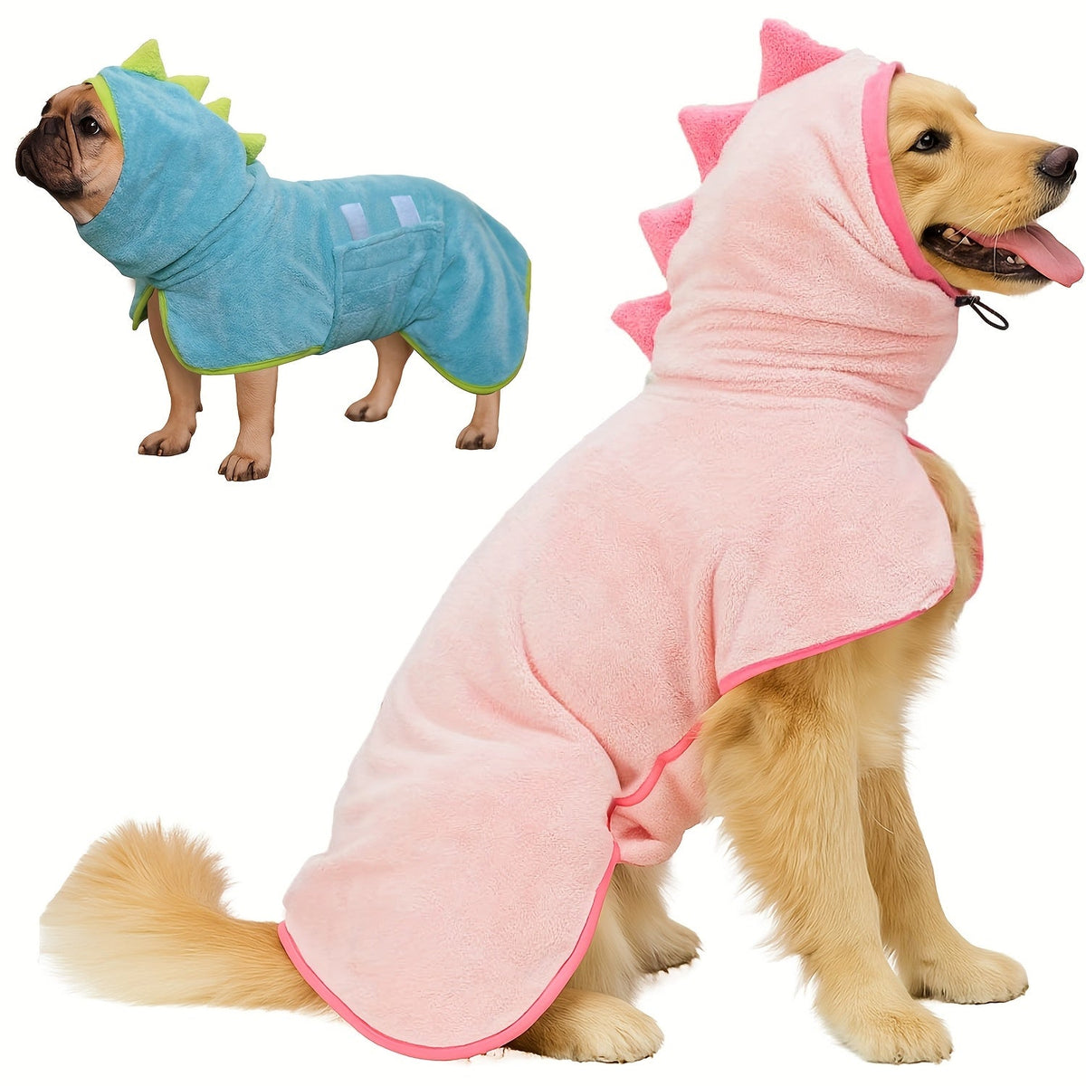 Peignoir de bain en microfibre pour chiens et chats avec gants de séchage - Peignoir ultra-doux à séchage rapide, serviette ajustable pour temps froid, plage et piscine (1 peignoir + 2 gants)