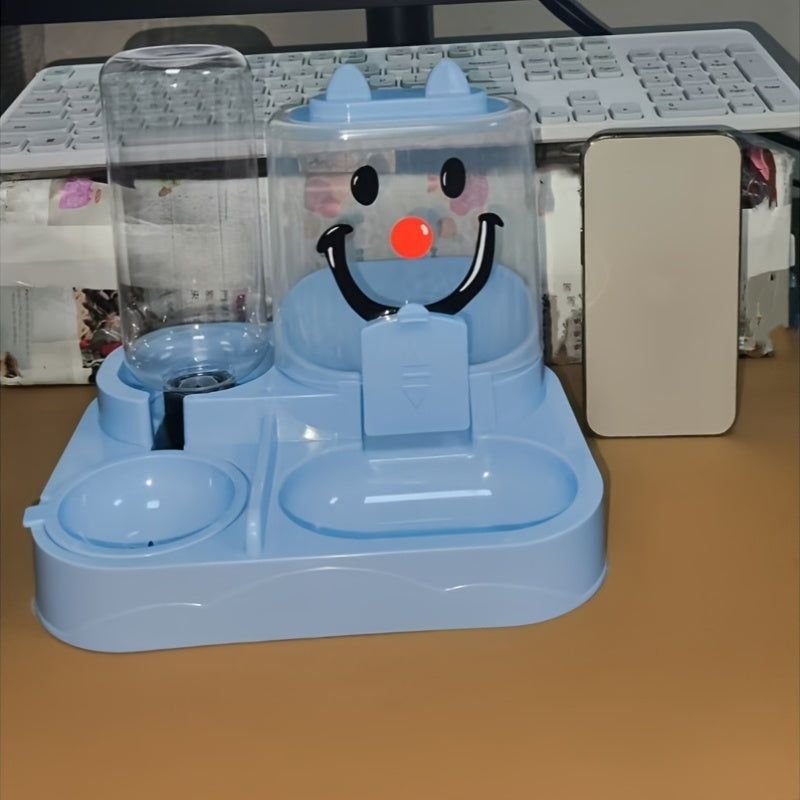 Distributeur automatique 2-en-1 de nourriture et d'eau pour chat – Design aux couleurs dopamine, séparation sec et humide, plastique transparent sans BPA, sans pile – Station d'alimentation et d'hydratation intérieure pour chats et chiens