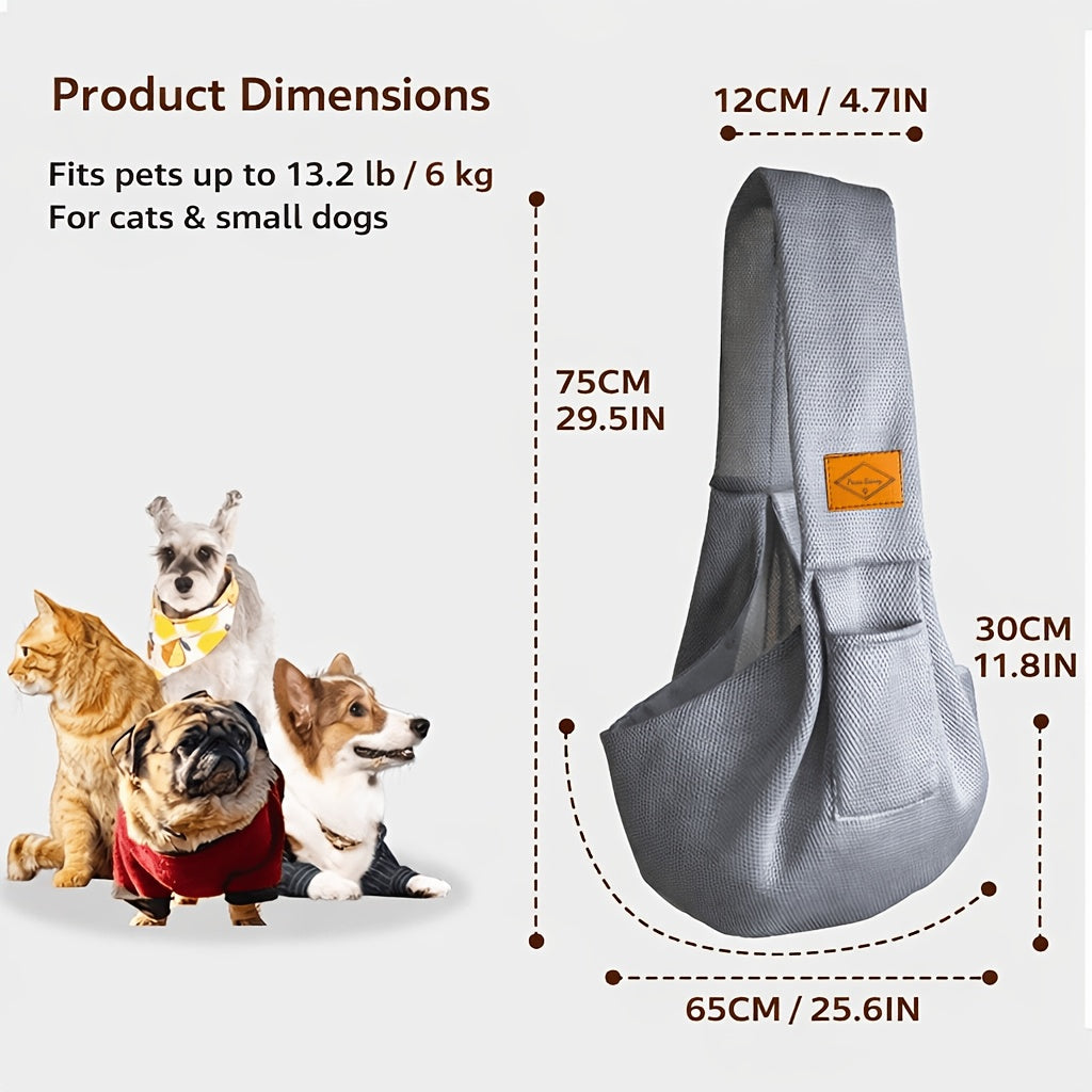 Sac de transport respirant en maille pour animaux - Sac ventral mains libres avec boucle de sécurité pour petits chiens et chats, sac bandoulière confortable et réglable pour promenades, voyages et aventures en plein air, 4 couleurs