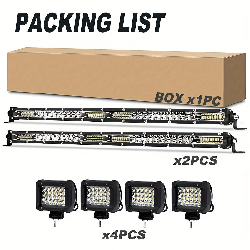 Kit de barre lumineuse de travail à LED pour camion tout-terrain, Jeep, SUV, UTV, VTT et tracteur – Barre lumineuse de 22" et 10" + pods LED de 4", 2000-3000 lumens, 12-24 V, aucune batterie requise, configurations multiples