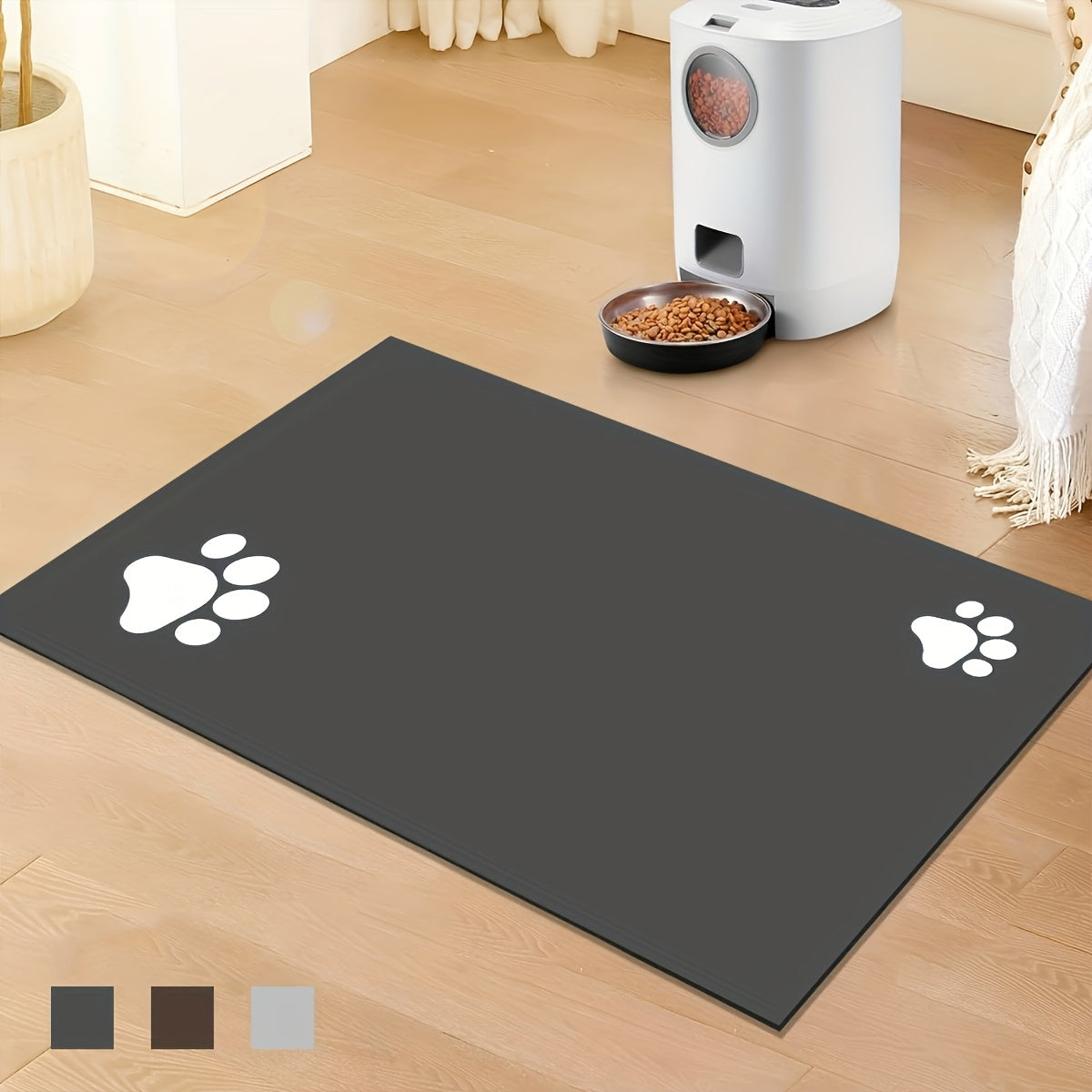 Tapis de nourrissage pour animaux motif pattes — Tapis de gamelle en caoutchouc absorbant à séchage rapide pour chiens et chats, dessous de plat antidérapant, résistant aux taches et facile à nettoyer | Cadeau de décoration intérieure