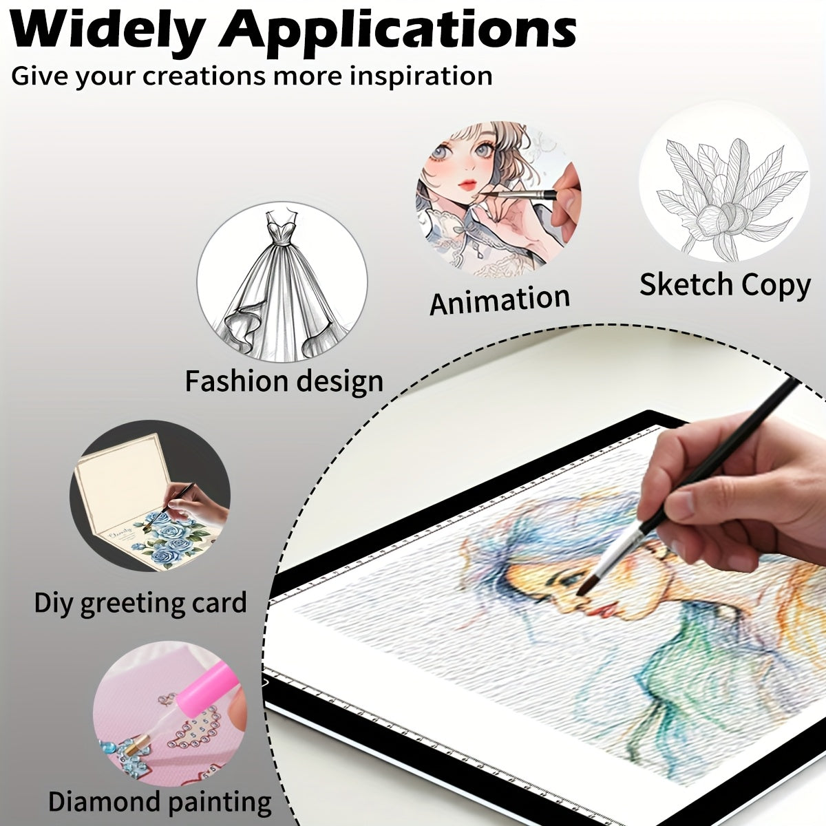 Tablette lumineuse LED A2 A3 A4 à luminosité réglable, double bande LED, table lumineuse pour diamond painting, croquis, dessin et art