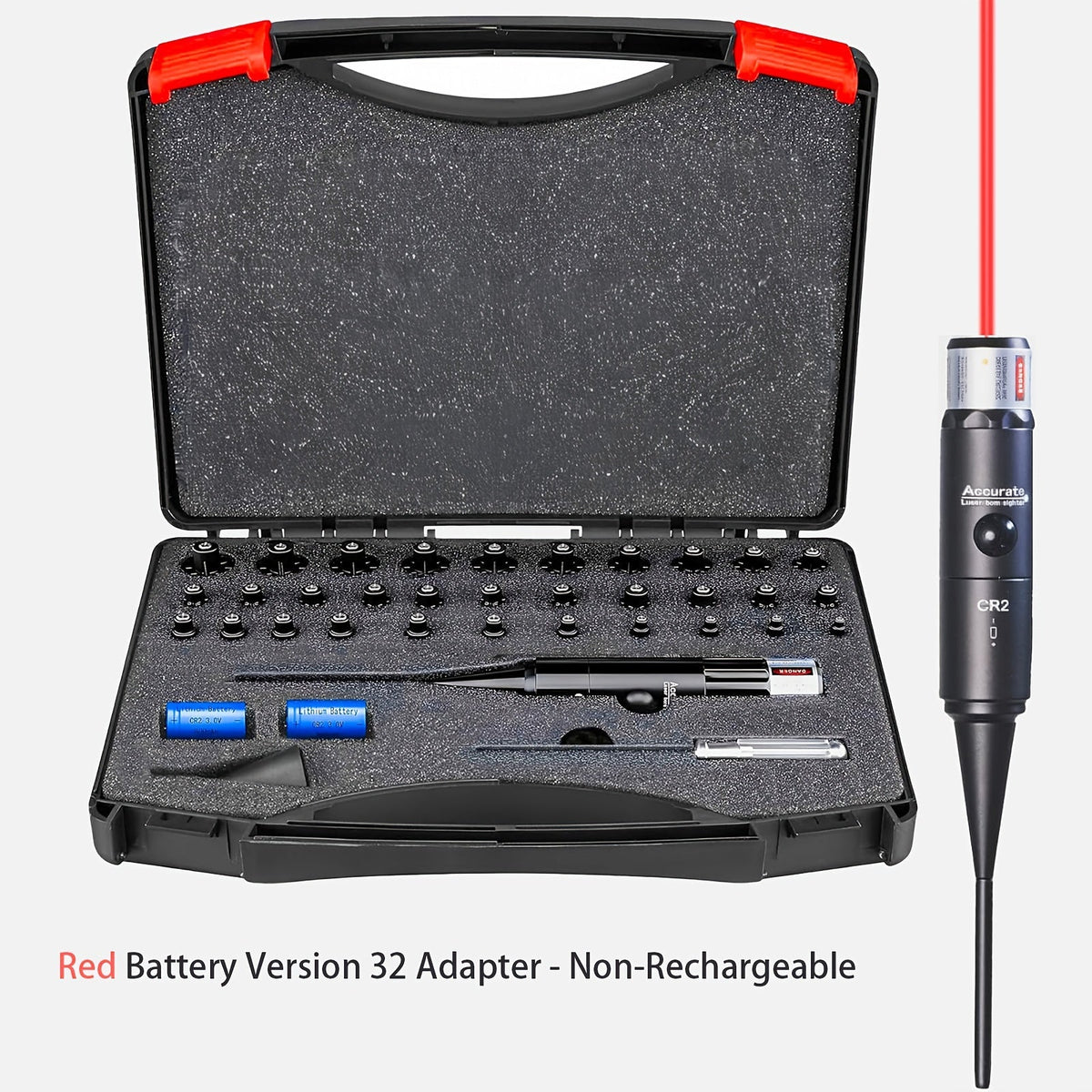 Kit laser de réglage de tir rouge/vert avec 8 ou 32 adaptateurs, universel multi-calibre de 0.17 à 12GA pour fusil, pistolet et fusil de chasse - Outil tactique de mise à zéro d'arme