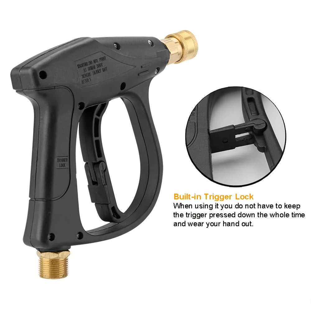 Pistolet pour nettoyeur haute pression 3000 PSI avec 5 buses, raccord rapide 1/4" et connecteur de tuyau M22-14 – Pistolet pulvérisateur pour lavage de voiture, irrigation de jardin et nettoyage de terrasse pour nettoyeurs haute pression