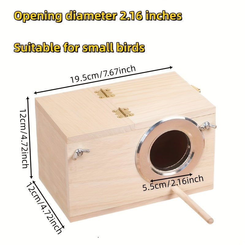 Nichoir en bois pour perruches, ondulées et calopsittes – Nichoir d'élevage en bois naturel, accessoire de cage confortable – Habitat de nidification sûr pour petits oiseaux de compagnie