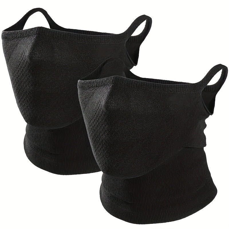 Lot de 2 masques demi-visage et cache-cou géométriques respirants pour hommes et femmes – Design unisexe avec crochets d'oreilles pour le vélo, la randonnée, la course, le ski et le cosplay, tour de cou pour sport en plein air
