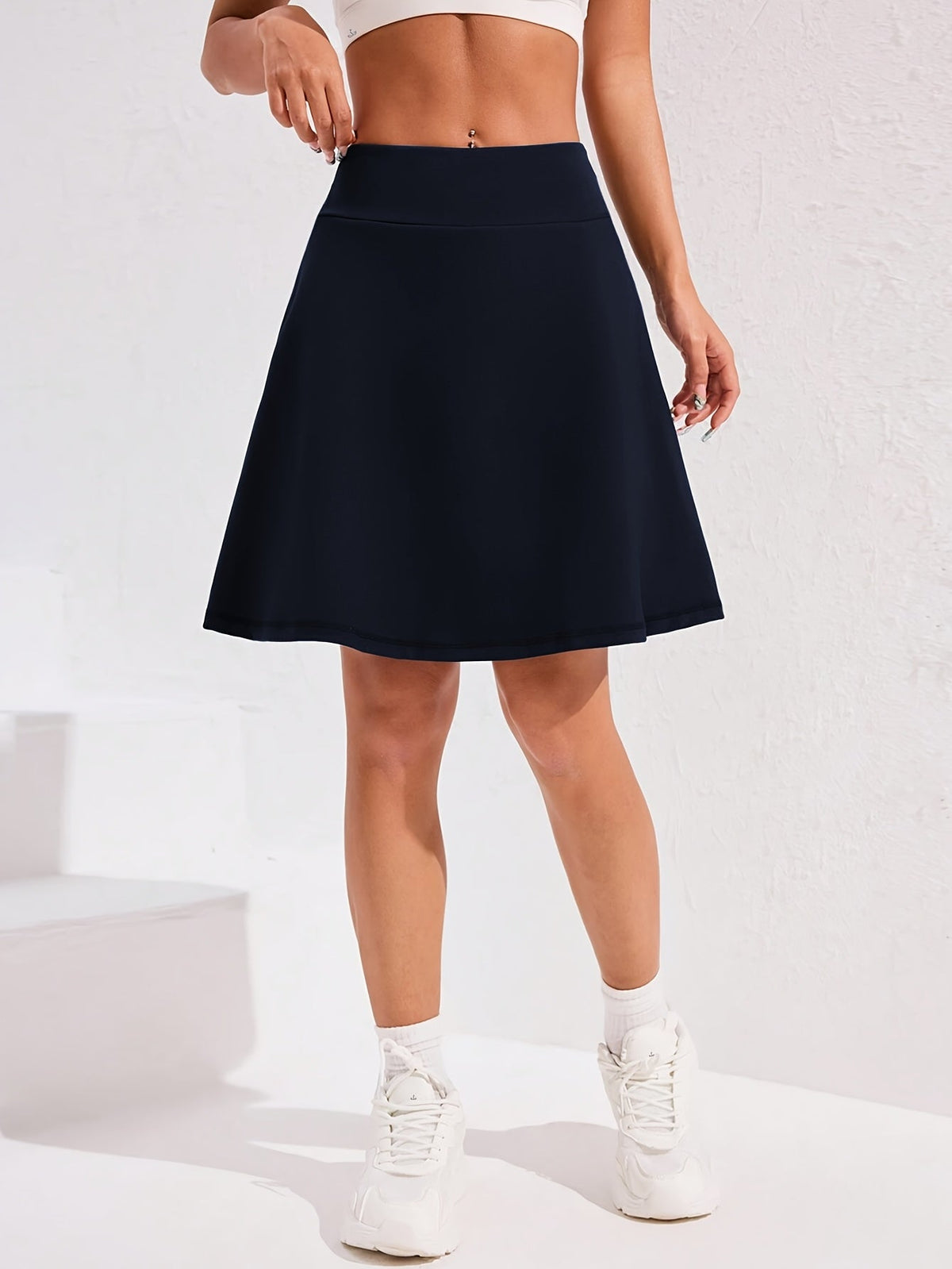Jupe-short pour femme, longueur genou, 50 cm, avec 5 poches – Jupe de sport taille haute avec short intégré pour le tennis, le golf et le pickleball, jupe-short longue de sport, tailles S-XXL, coloris variés