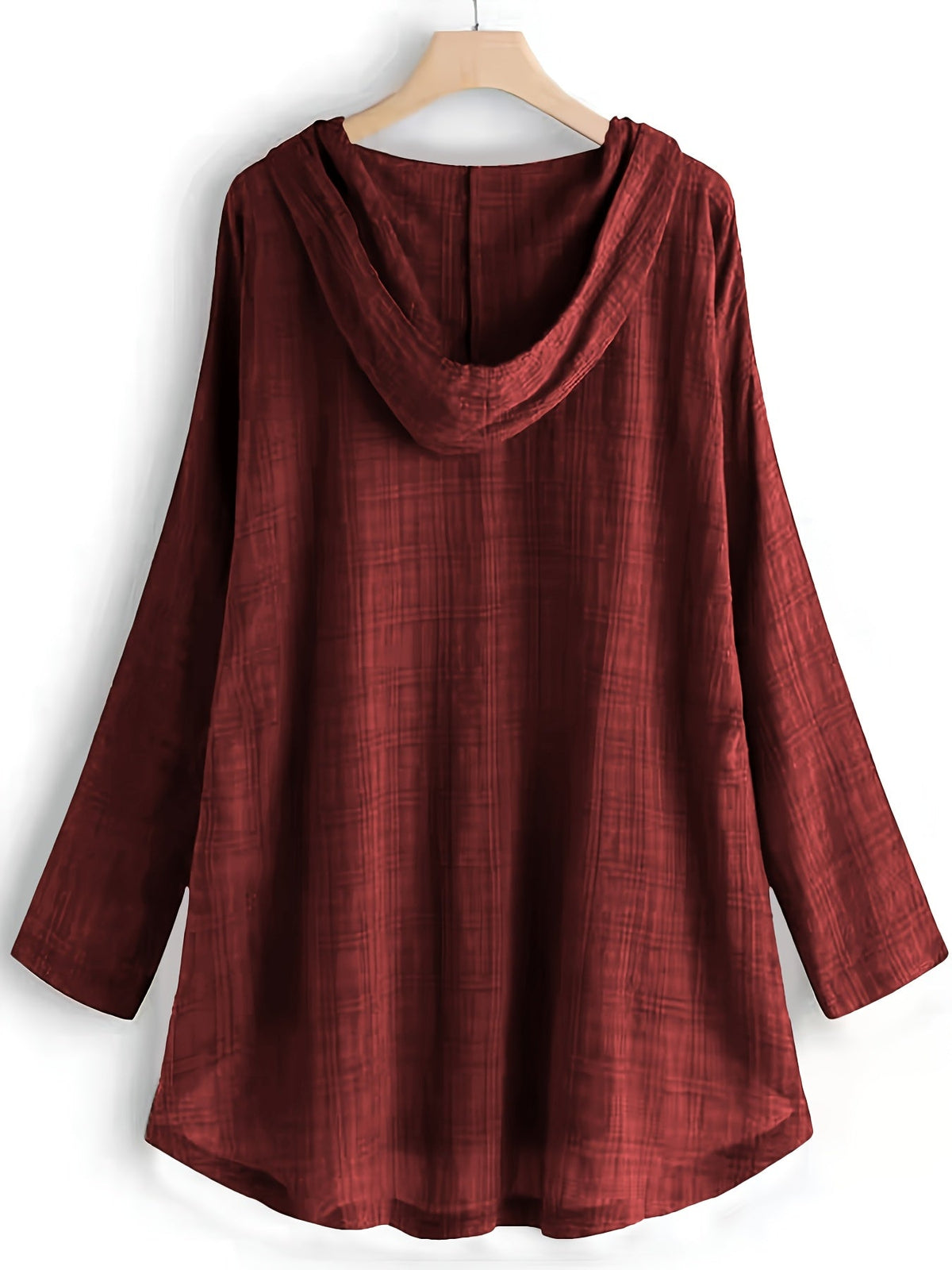 Chemise à capuche à carreaux pour femme à manches longues avec cordon de serrage | Blouse à ourlet asymétrique nouée à la taille, haut d'extérieur décontracté pour l'automne