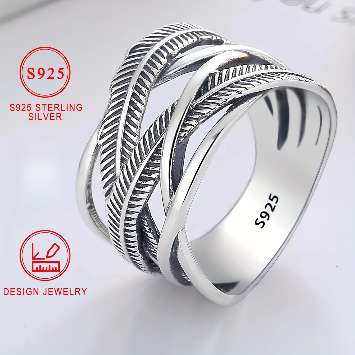 Bague plume en argent sterling 925, style vintage hip-hop, anneau croix infini, bijoux fantaisie pour femmes et hommes, tailles 6 7 8 9 10, pour un usage quotidien, idée cadeau