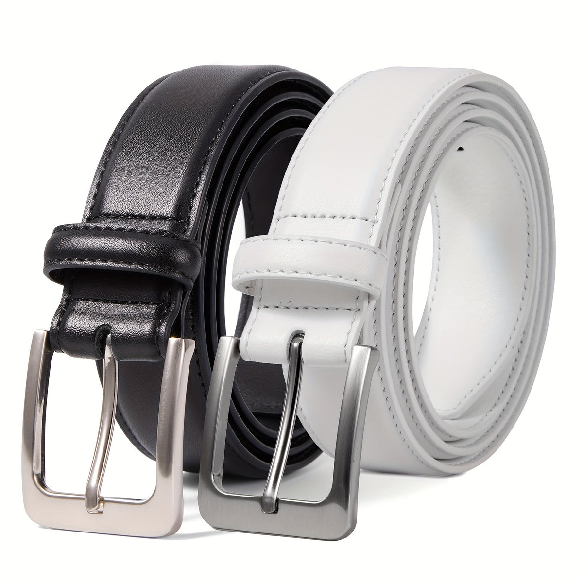 Lot de 2 ceintures pour homme en cuir véritable avec boucle en alliage de zinc – Largeur 35 mm, style habillé, décontracté ou golf pour jeans, tailles 30-50, idée cadeau idéale