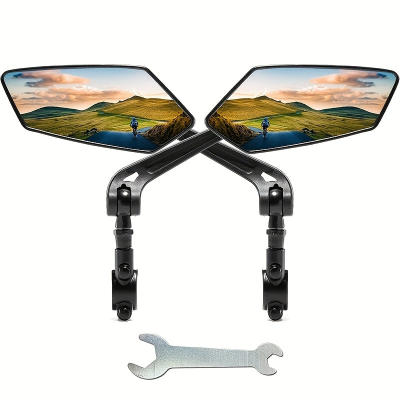 Lot de 2 grands rétroviseurs pliables HD pour vélo électrique, vélo, moto et scooter – Rétroviseur de guidon ajustable à 360°, verre résistant aux rayures, stable à haute vitesse, ABS durable, installation facile
