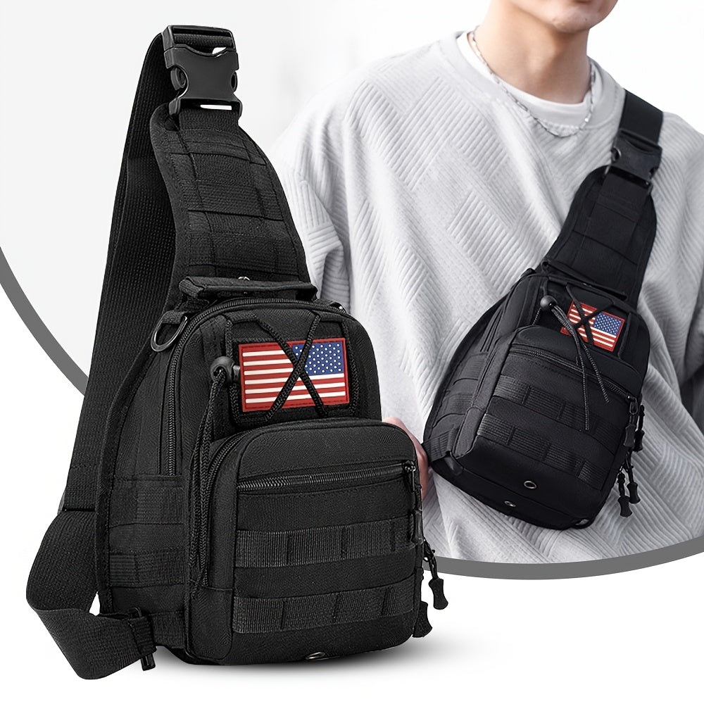 Sac à dos tactique à bandoulière – Sac de jour léger pour le cyclisme, la randonnée, les voyages et l'usage quotidien, plusieurs couleurs avec option de patch drapeau