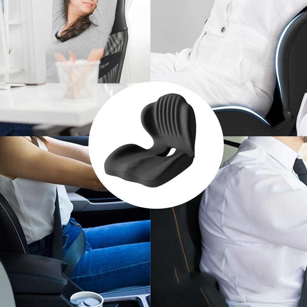 Coussin de siège ergonomique en mousse à mémoire de forme avec soutien lombaire et design creux respirant – Coussin de coccyx confortable pour chaise de bureau, siège auto, position assise prolongée, unisexe