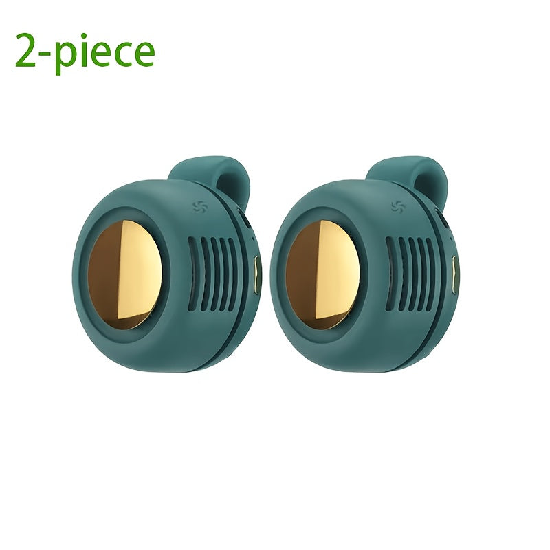 Mini ventilateur de cou sans pales à clipser, rechargeable par USB, 3 vitesses, flux d'air à 360°, ventilateur portable mains libres à suspendre à la taille pour la randonnée, le camping, les voyages, le golf et les activités en plein air