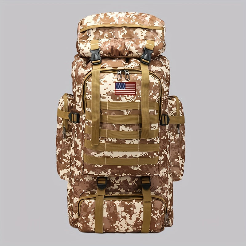 Sac à dos de randonnée tactique 80 L, sac d'assaut 3 jours – Système MOLLE unisexe en tissu Oxford réglable pour la randonnée, le camping, la chasse, les voyages et le sport, 6 couleurs