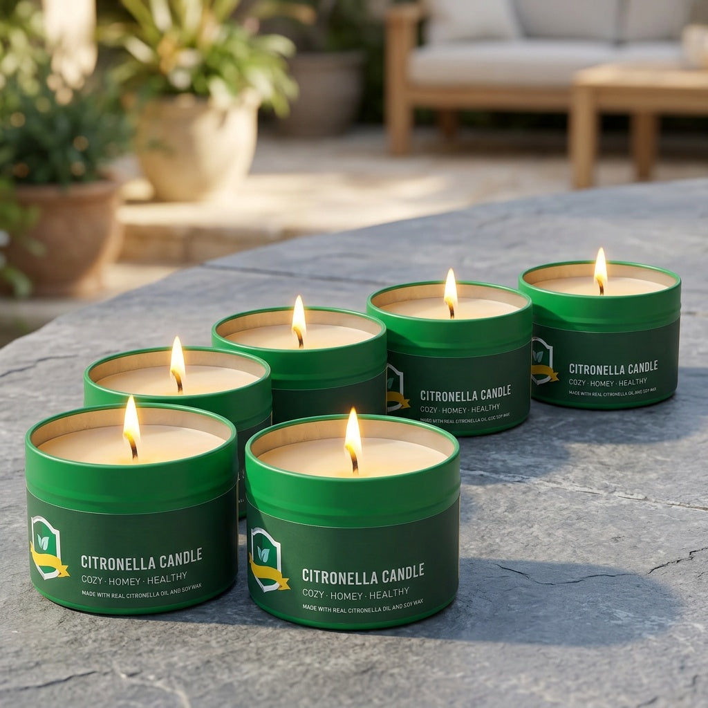 Lot de 6 bougies à la citronnelle pour extérieur, 125 g chacune, 150 heures de combustion, répulsif naturel anti-moustiques pour terrasse, camping, barbecue, jardin, fête, véranda, décoration de maison, cadeau