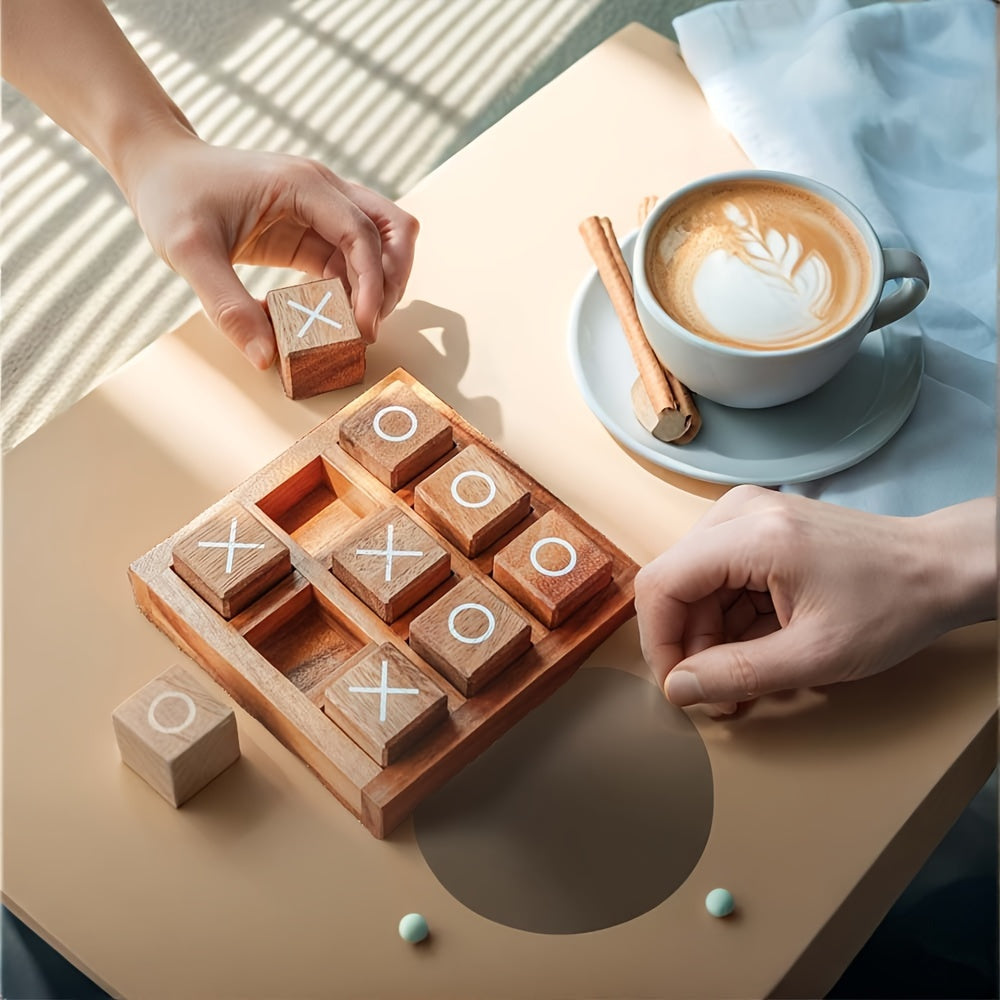 Lot de 2 jeux de morpion en bois – Jeu de stratégie classique X et O pour enfants et famille, jeu de table éducatif interactif parent-enfant, cadeau amusant pour les soirées jeux, Noël et les anniversaires