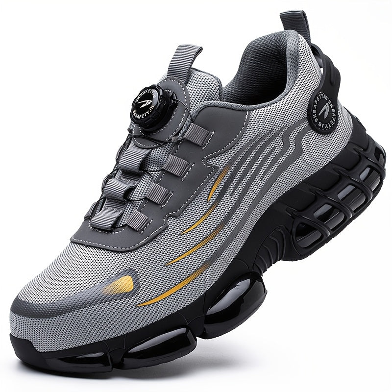 Chaussures de sécurité à embout en acier pour hommes, antidérapantes, respirantes, baskets à embout composite, bottes de travail de construction résistantes à l'abrasion, noir/gris foncé, US 6-11